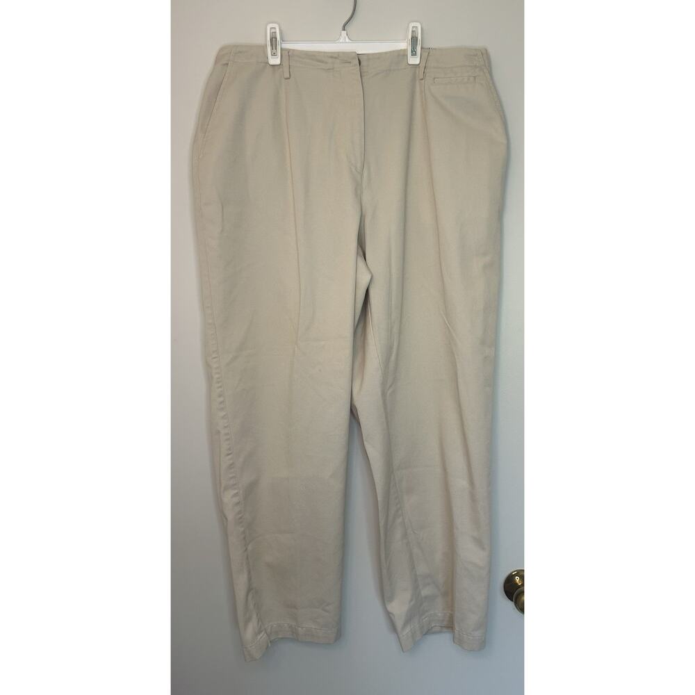 TALBOTS Beige Cotton Polyester Solid Pants Elastic Waist Pockets Womens 18W